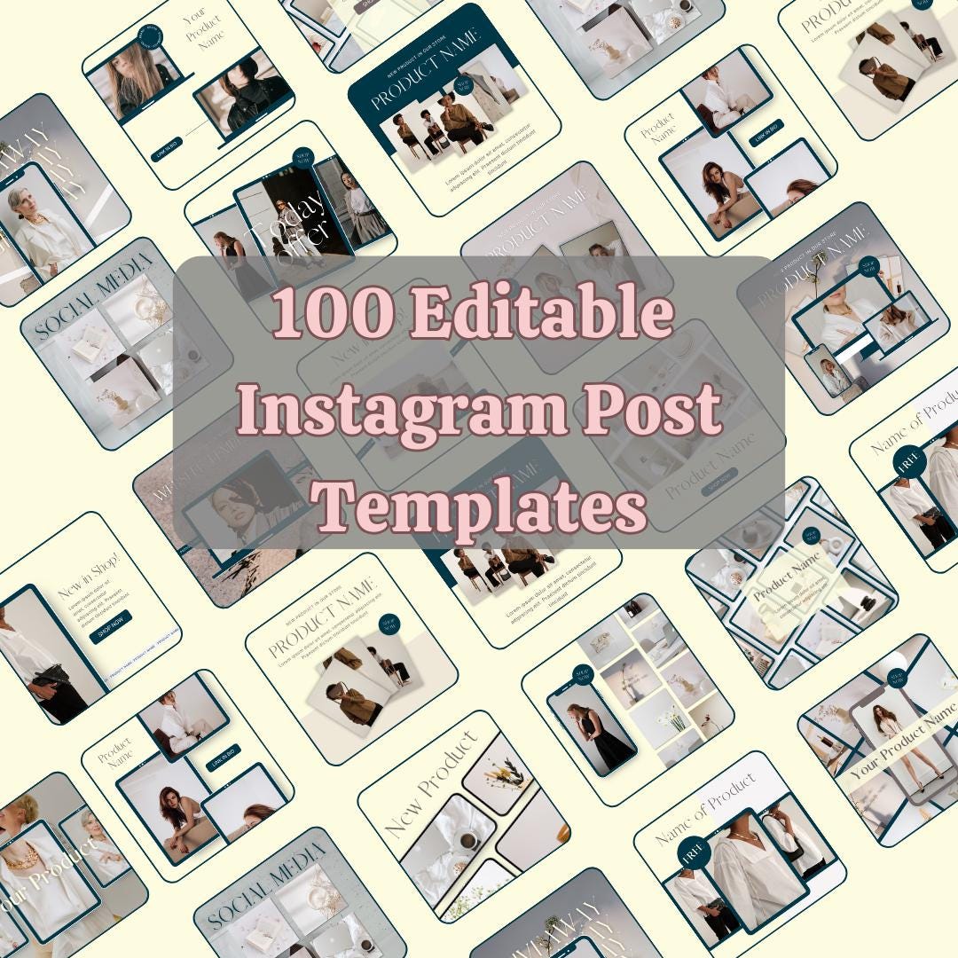 100 Editable Instagram Post Templates: Canva Sales Pack (digital ...
