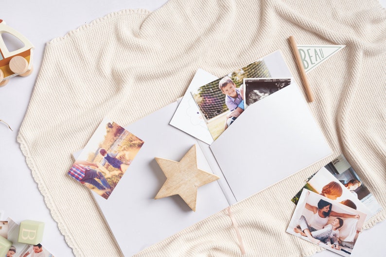 Baby Erinnerungsbuch: Tagebuch & Fotoalbum für Neugeborene, 132 Seiten, perfektes Geschenk, verschiedene Fotogrößen, cremefarben. Bild 8