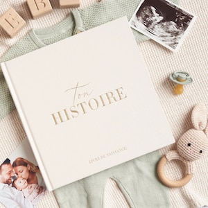 Livre Naissance - Álbum Fotos Cadeau 132 Páginas Scrapbooking - Bébés Garçons Filles - 10 x 15 et 13 x 18 - Crema