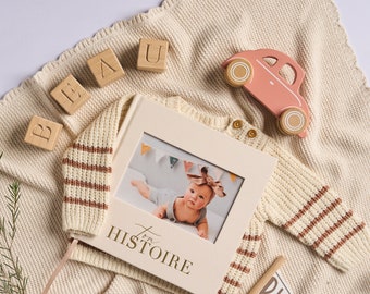 Livre de Naissance - Album Photo et Naissance - Cadeau Anniversaire 132 Pages et Album Photo Scrapbooking 10 x 15 Photos (Crème)