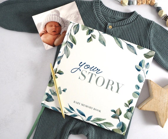 Baby Memory Book, 132 Page Photo Album & Scrapbook for Newborn Baby Boy / Girl - Great Keepsake For Expecting Mums - Watercolour Edition