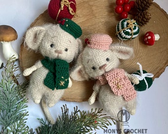 Padrão de crochê de ratinho de Natal em PDF (ENG, RUS, PT)