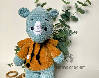 Danny the rhino, amigurumi pattern(ENG/FR)