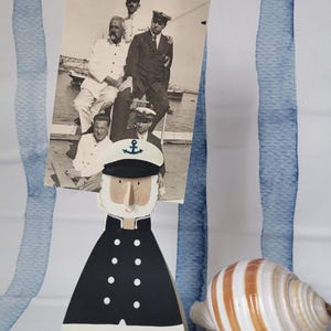 Clip decorativa marinaio in metallo dipinto a mano – portafoto o memo per scrivania, stile nautico e idee regalo mare