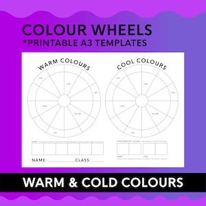 Warm & Cold Colour Wheel ADVANCED | A3 Printable Template | Colour Theory | Art Teachers | Painting Lessons | High School | British Spelling