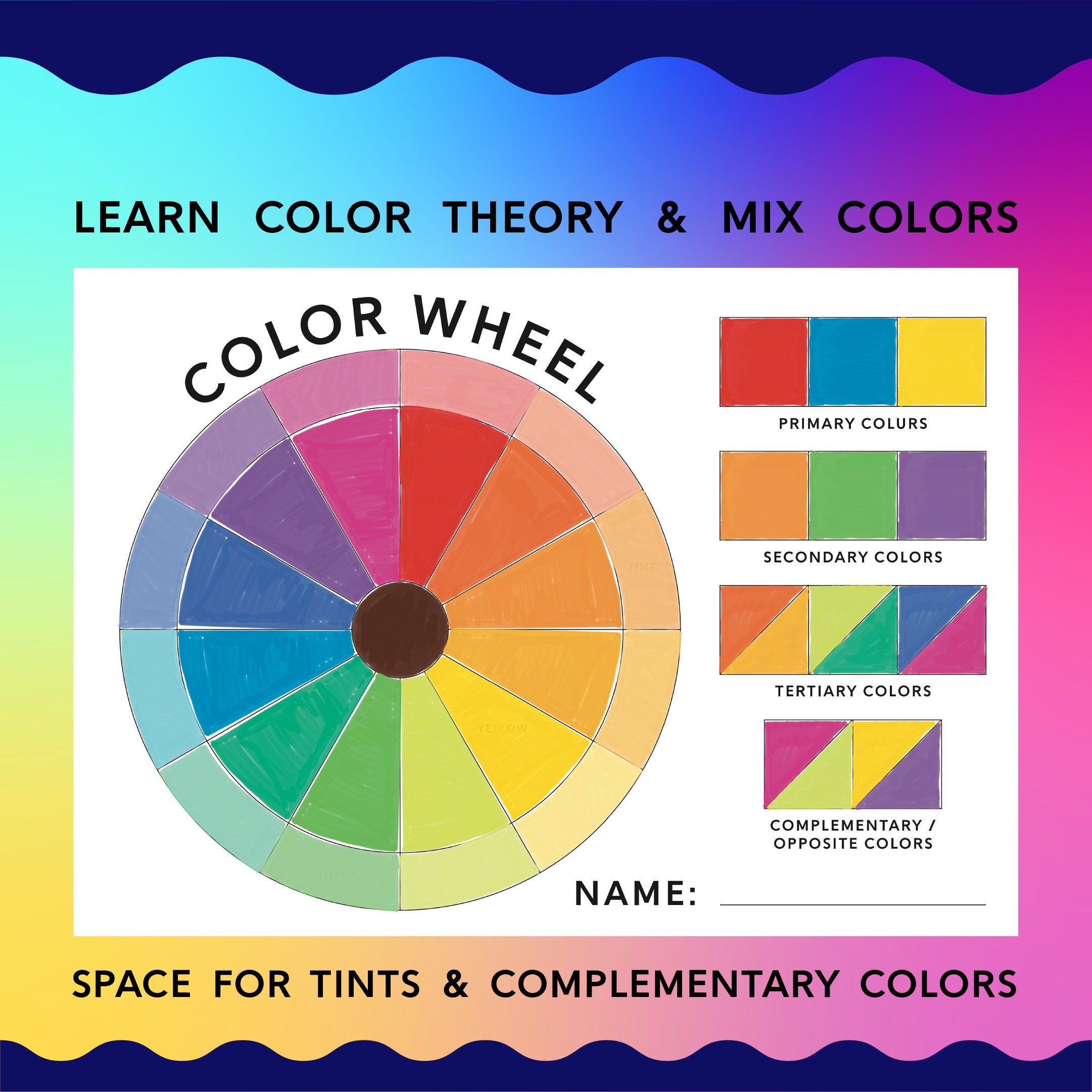COLOR WHEEL | the MAIN One | Printable A3 Template | Color Theory ...