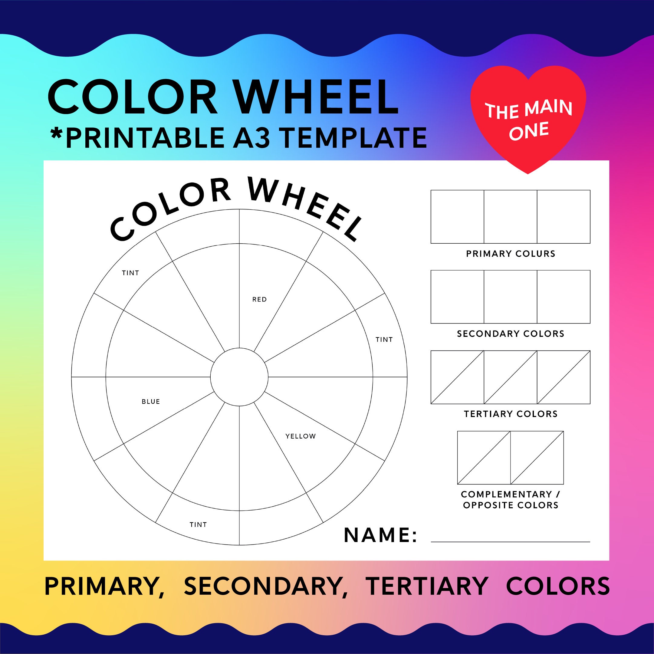 Color Theory on White American English Digital Printable