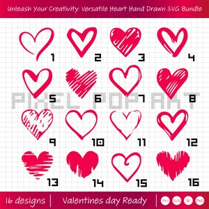 Corazón dibujado a mano SVG, PNG, JPEG, Ai descarga instantánea, descarga digital, corazón PnG, paquete de corazón, corazón clipart, vector de corazón, corazón
