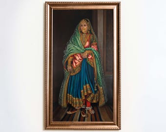 A lady of Amritsar, Vintage print, Oil painting by HV. Ruith, Punjabi woman, Clothes and jewelry, Sikh traditional artwork, DIGITAL DOWNLOAD