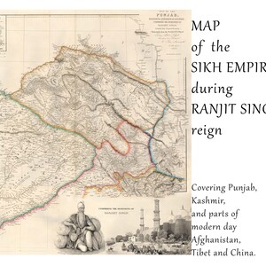 SIKH EMPIRE MAP During Ranjit Singh s Reign Sher e punjab Vintage SIKH EMPIRE MAP During Ranjit Singh s Reign Sher e punjab Vintage
