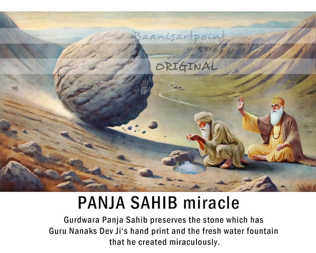PANJA SAHIB Miracle- Guru Nanak Ji Stops Boulder Mid-way, Bhai Mardana ...