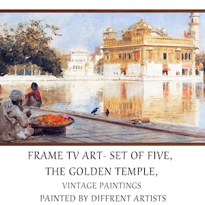 SET of FIVE, Samsung Frame TV Art, Vintage paintings, Golden Temple, Sri Harmandir Sahib, Darbar Sahib, Sikh, Digital Download, Punjabi art
