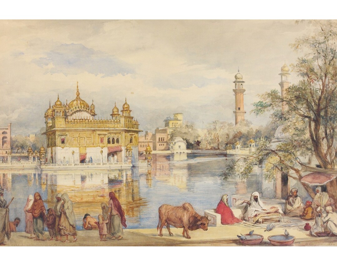 The Golden Temple, Vintage Print of Punjab, Darbar Sahib The Golden Temple, Vintage Print of Punjab, Darbar Sahib