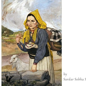 A Punjabi Girl by Sardar Sobha Singh, Sikh traditional artwork, Instant Download, Wall art, Interior home decor, Punjab village culture