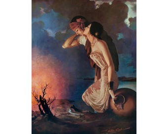 Sohni Mahiwal by Sardar Sobha Singh, Punjabi Literature, Folk love story, Vintage Oil Painting, Sikh Wall art, DIGITAL DOWNLOAD