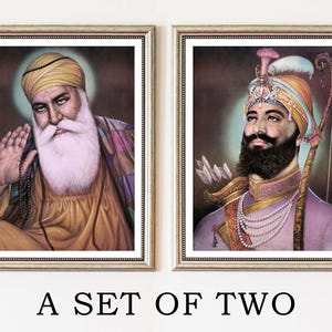 Guru Nanak Dev JI, Guru Gobind Singh Ji, Vintage oil paintings, Sikh Wall Art, Punjabi Home Decor, Instant digital download, Portraits