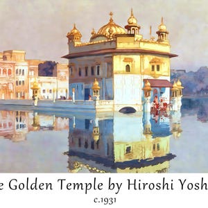 Harmandir sahib von Yoshida Hiroshi, Der goldene Tempel, Sikh Wandkunst, Punjabi Malerei, Amritsar, Gurdwara, Wohnkultur, sofortiger Download