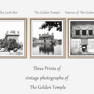 SET OF THREE vintage photograghs of The Golden Temple, Art prints of Harmandir Sahib, Darbar Sahib, Lachi Ber, Sikh Gurus, sikh wall art