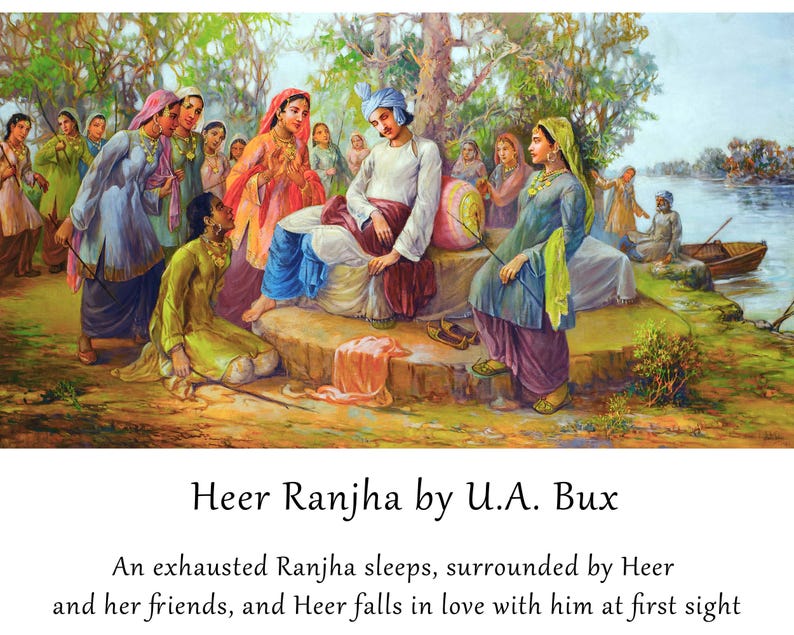 Sher Ranjha HEER RANJHA, Vintage Art Print, Punjabi Folk Love Story, Sikh Wall Art ...
