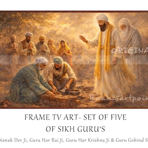 CONJUNTO de CINCO Samsung Frame TV Art de Sikh Guru's, Guru Nanak Dev Ji, Guru Har Rai Ji, Guru Har Krishna Ji, Guru Gobind Singh Ji, 3840x2160