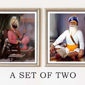 Guru Gobind Singh Ji, Baba Deep Singh Ji Shaheed by Sobha Singh, Sikh Wall Art, Punjabi Oil Vintage Painting, Home decor, Akali, Khalsa
