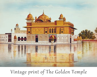 The Golden Temple, 1865, Harmindir Sahib, Punjab, Darbar Sahib, Amritsar, Gurdwara, Vintage painting, Digital Download, Sikh Wall art
