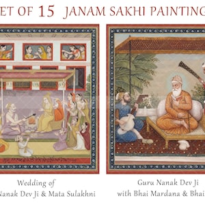 TEN JANAM SAKHI Paintings, Lovingly Restored, Guru Nanak Dev Ji Udasis, Sikh WallArt, 18th-century, Bibi Nanki, Mata Sulakhni, Downloadable