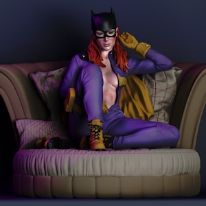 female bat super hero sitiing in couch ready to print 3D file Figure STL Item Not Pyhsical