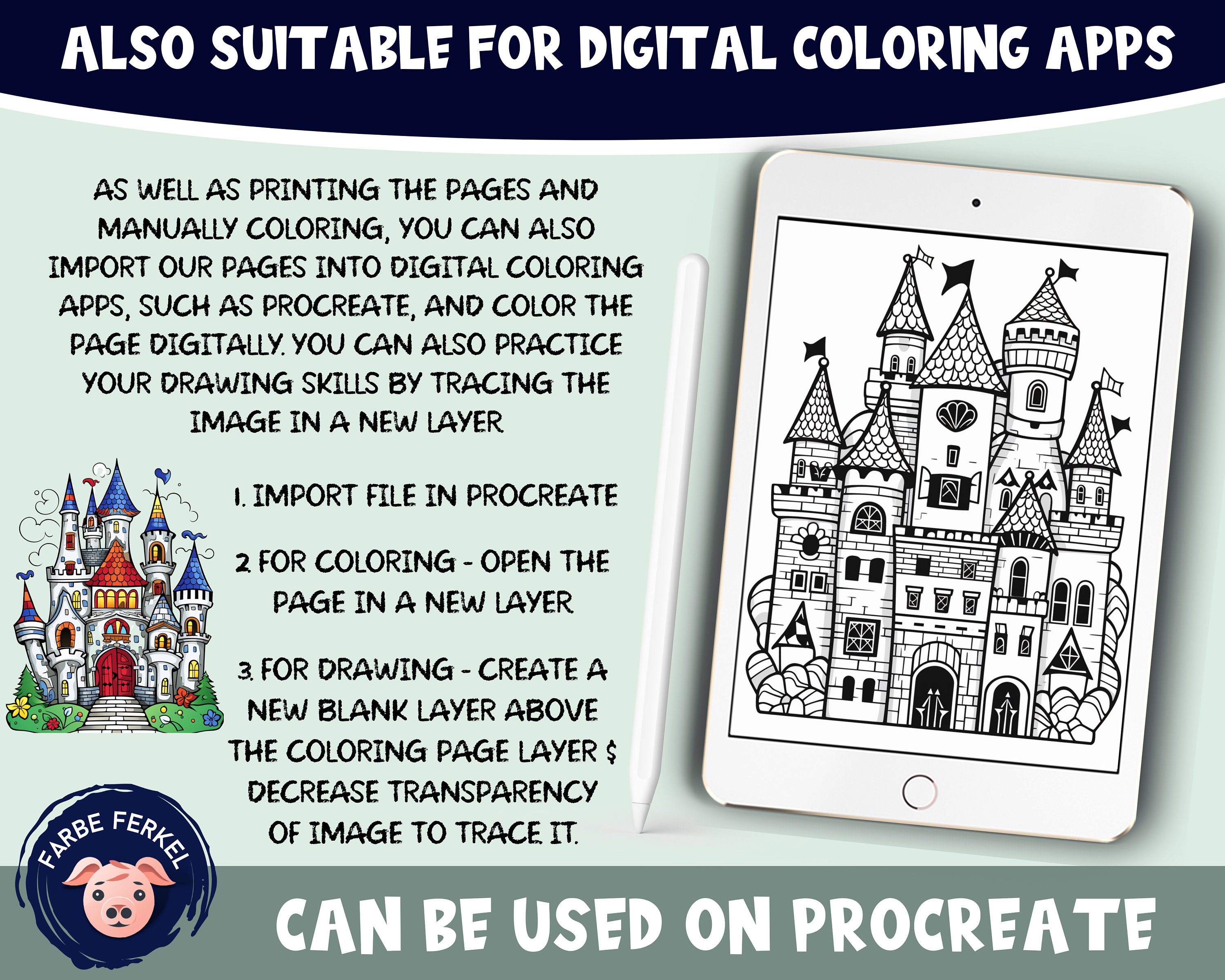 Majestic Castles Line Art Coloring Book Architecture Coloring Detailed ...