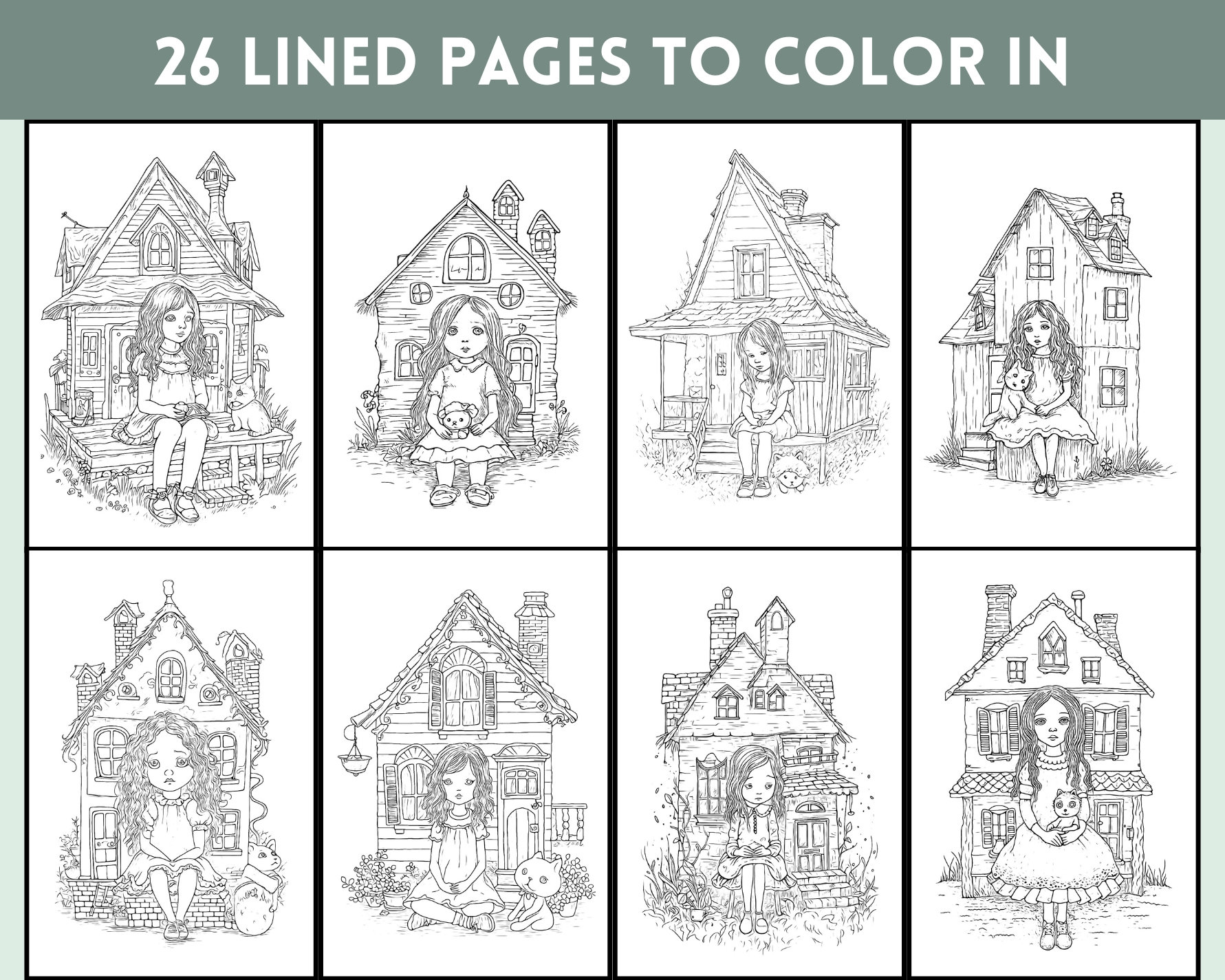 Doll's House Coloring Book Girl Coloring Books Greyscale Colouring ...