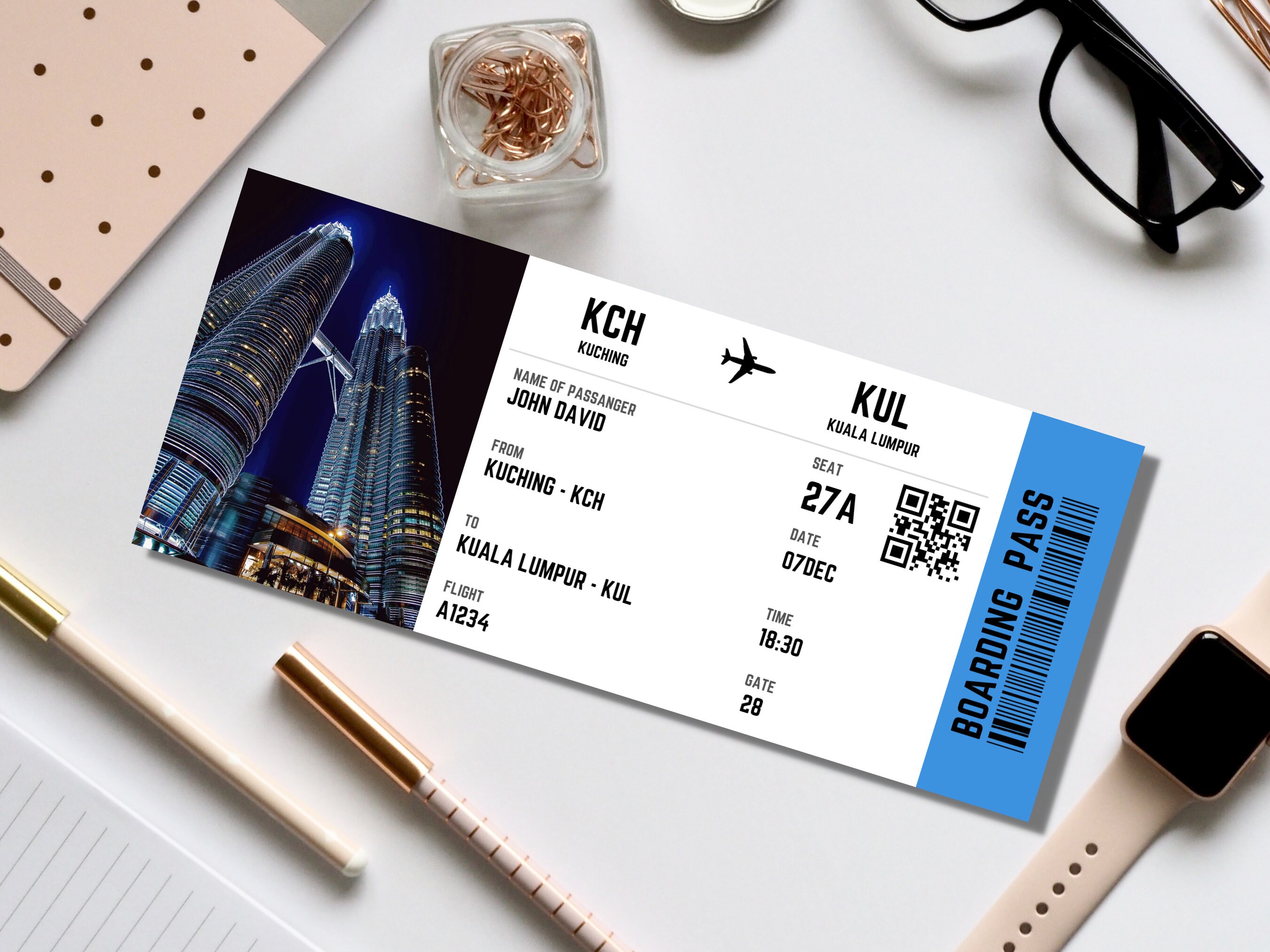 Editable Boarding Pass Template In Canva Etsy
