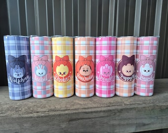 Custom SKZOO Plaid Insulated Metal Tumbler | Stray Kids Fans | gift | straykids kpop | giftful