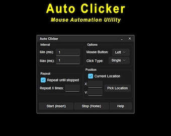 Auto Clicker (Mouse-Click Automation Utility) (Instant Download, License for 1 Machine)