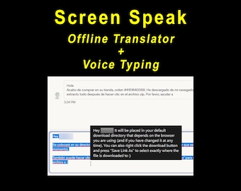 Screen Speak (Offline Translator + Voice Typing) (Instant Download, License for 1 Machine)