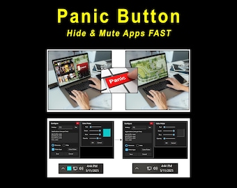 Panic Button (Hide & Mute Apps FAST) (Instant Download, License for 1 Machine)
