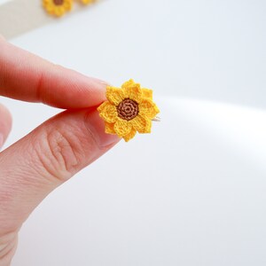 Sunflower Jewellery Set, Sunflower Earrings, Sunflower Ring, Sunflower Hair Pin, Crochet Jewellery Set, Handmade Sustainable Jewellery Set zdjęcie 4