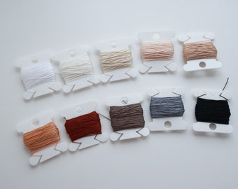 Lace yarn assorted pack 10 colours, Neutral Earthy Colour cordonnet, Cotton thread for Crochet, Tatting, Miniature amigurumi