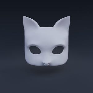 STL FILE, not a physical product! - 3D Printed Plastic Cat Mask for Therian Feline Costume 3D Print File