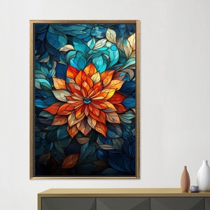 Colorful Canvas Poster, Modern Wall Decoration, Orange Wall Art Decor, Stained Glass Print Glass Art Wall Decor, Bedroom Decor,