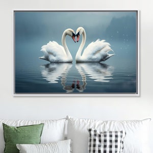 Love Glass Printing, Swan Art Wall Decor, Swans In Love Art Wall Decor, Animal Wall Decor, Wedding Gift For Couple Personalized,