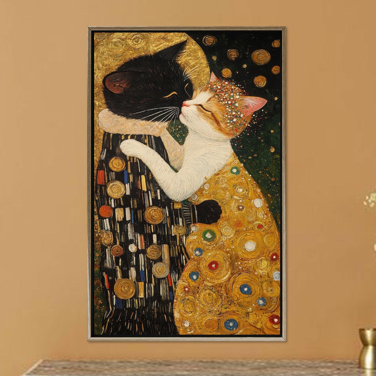 Gustav Klimt's the Kiss Cat Art: Tempered Glass Wall Art - Etsy