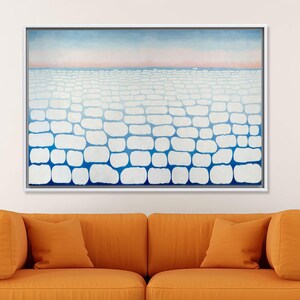 Georgia O&#39;Keeffe Art Canvas, Abstract Glass Printing, Above the Clouds Glass Art Wall Decor, Reproduction Glass Art Wall Decor,