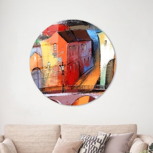Landscape 3D Canvas, Colorful City Wall Art Decor, Colorful City Painting Canvas Art, View Glass Art, Housewarming Gift Canvas Decor,