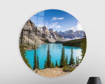 Moraine Lake Stained Glass Art: Banff Landscape Canvas Print