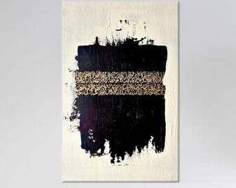Kaaba Canvas Decor, Muslim Gift Glass Art Wall Decor, Islamic Art Canvas Art, Kaaba Glass Art, Black Poster, Gold Canvas Gift,