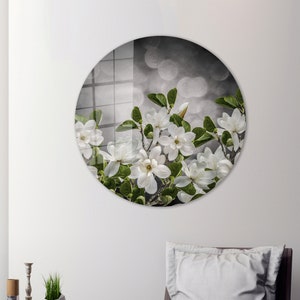 White Magnolia Flower Canvas Poster, Flower Wall Art, Modern Glass Art Wall Decor, White Flower Canvas Print, Farmhouse Wall Art, Home Decor