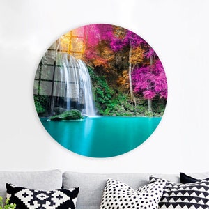 Blue Lake Glass Panel, Nature View Canvas Gift, 3D Wall Art Poster, View Wall Decoration, Nature View Art, Halloween Decor Poster,