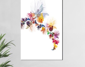 Abstract Flower Painting Glass Art, Colorful Glass Art Gift,Living Room Decor Art, Flower Wall Decor, Modern Canvas Print, Floral Artwork,