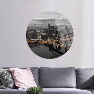 Pittsburgh Pennsylvania Night Panoramic Poster, City Landscape 3D Canvas, United States Poster, Personalized Canvas, Living Room Wall Decor,