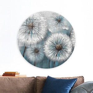 Dandelion Tempered Glass Wall Art: Modern Floral Decor